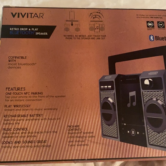 New Vivitar Bluetooth retro drop & play Bluetooth speaker - Picture 2 of 3